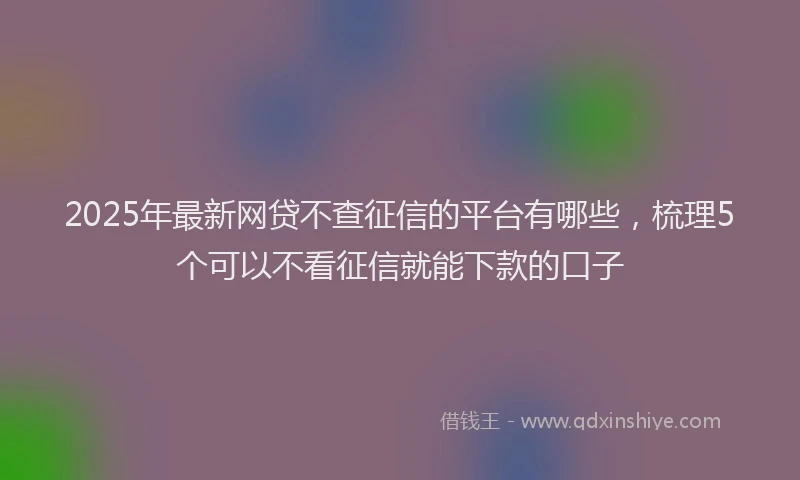 2025年最新网贷不查征信的平台有哪些，梳理5个可以不看征信就能下款的口子