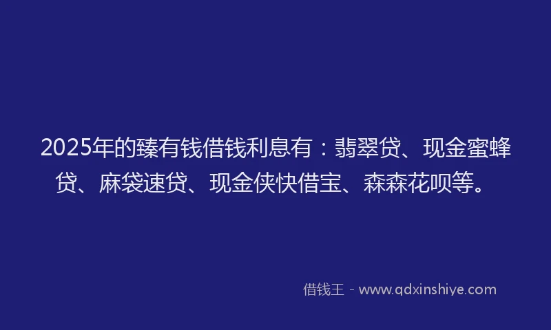 2025年的臻有钱借钱利息有：翡翠贷、现金蜜蜂贷、麻袋速贷、现金侠快借宝、森森花呗等。