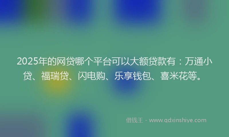 2025年的网贷哪个平台可以大额贷款有：万通小贷、福瑞贷、闪电购、乐享钱包、喜米花等。