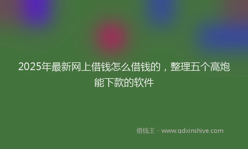 2025年最新网上借钱怎么借钱的，整理五个高炮能下款的软件