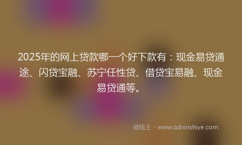 2025年的网上贷款哪一个好下款有：现金易贷通途、闪贷宝融、苏宁任性贷、借贷宝易融、现金易贷通等。