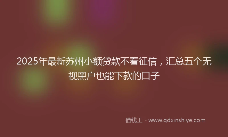 2025年最新苏州小额贷款不看征信，汇总五个无视黑户也能下款的口子