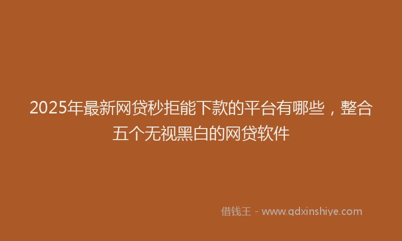 2025年最新网贷秒拒能下款的平台有哪些，整合五个无视黑白的网贷软件