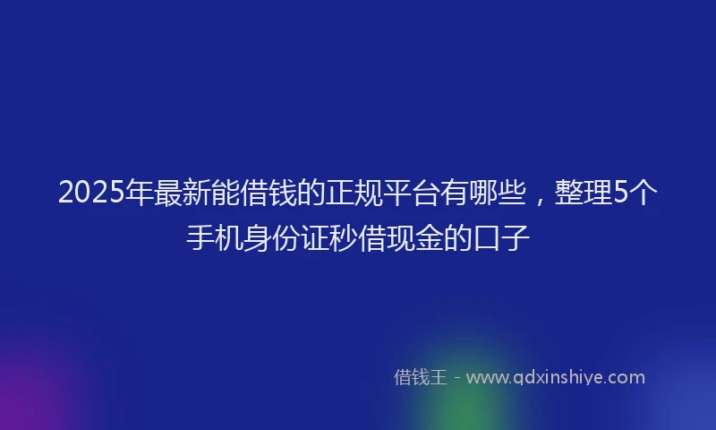 2025年最新能借钱的正规平台有哪些，整理5个手机身份证秒借现金的口子