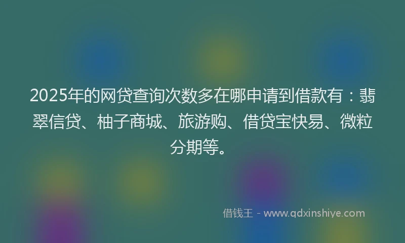 2025年的网贷查询次数多在哪申请到借款有：翡翠信贷、柚子商城、旅游购、借贷宝快易、微粒分期等。