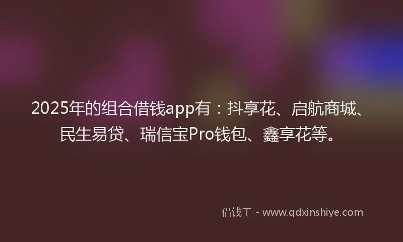 2025年的组合借钱app有：抖享花、启航商城、民生易贷、瑞信宝Pro钱包、鑫享花等。