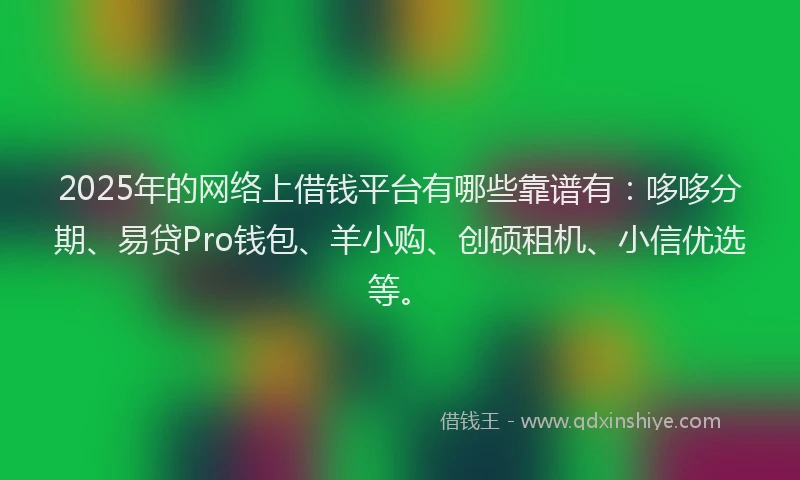 2025年的网络上借钱平台有哪些靠谱有：哆哆分期、易贷Pro钱包、羊小购、创硕租机、小信优选等。