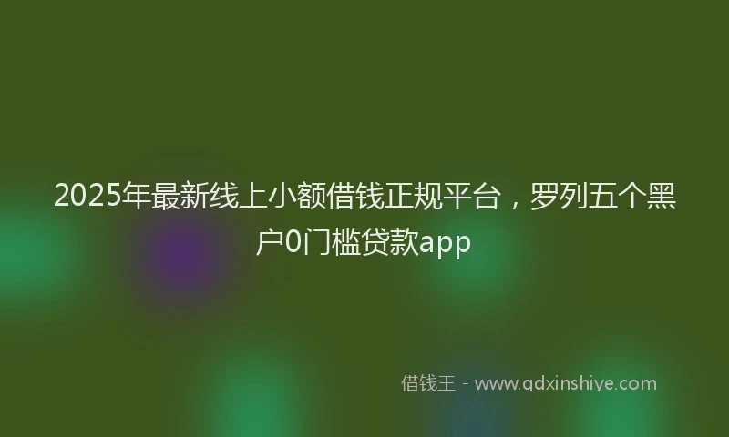 2025年最新线上小额借钱正规平台，罗列五个黑户0门槛贷款app
