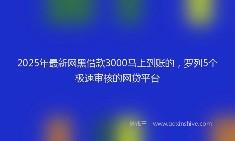2025年最新网黑借款3000马上到账的，罗列5个极速审核的网贷平台