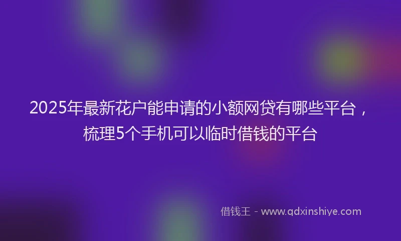 2025年最新花户能申请的小额网贷有哪些平台，梳理5个手机可以临时借钱的平台