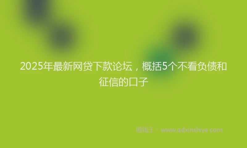 2025年最新网贷下款论坛，概括5个不看负债和征信的口子