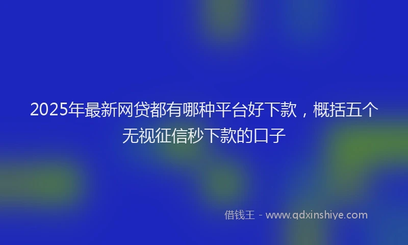 2025年最新网贷都有哪种平台好下款，概括五个无视征信秒下款的口子