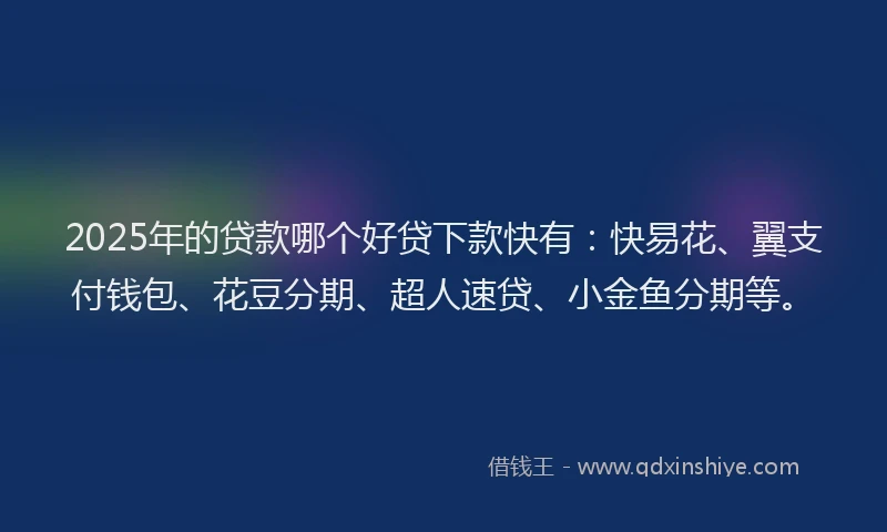 2025年的贷款哪个好贷下款快有：快易花、翼支付钱包、花豆分期、超人速贷、小金鱼分期等。