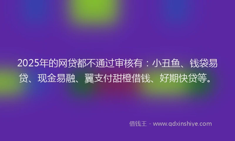 2025年的网贷都不通过审核有：小丑鱼、钱袋易贷、现金易融、翼支付甜橙借钱、好期快贷等。