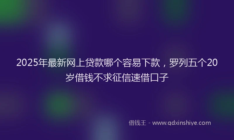 2025年最新网上贷款哪个容易下款，罗列五个20岁借钱不求征信速借口子