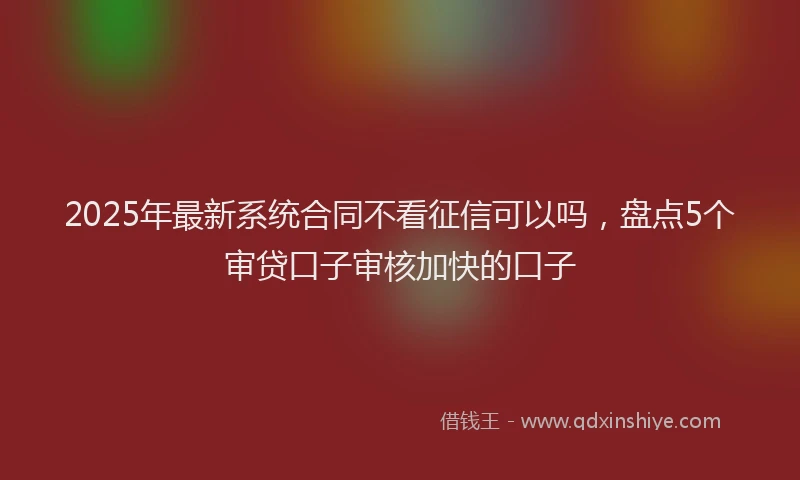 2025年最新系统合同不看征信可以吗，盘点5个审贷口子审核加快的口子