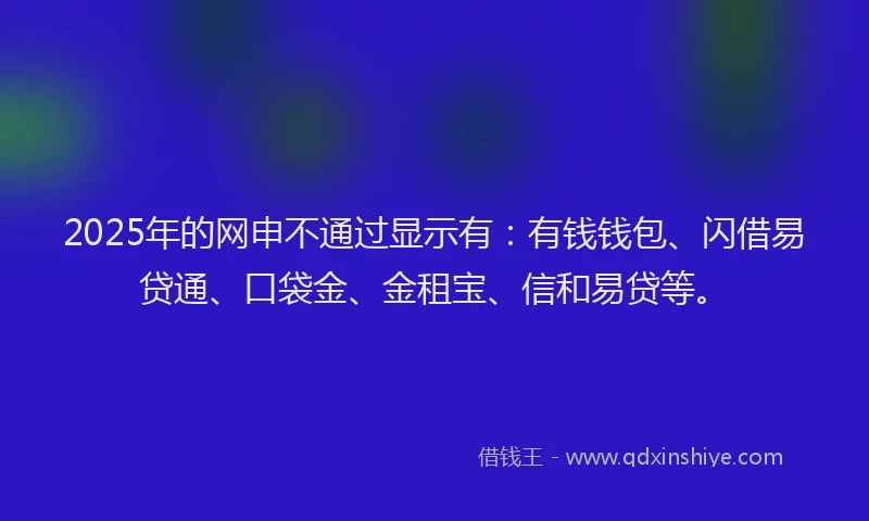 2025年的网申不通过显示有：有钱钱包、闪借易贷通、口袋金、金租宝、信和易贷等。