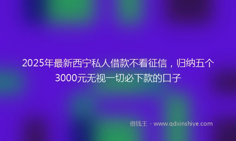 2025年最新西宁私人借款不看征信，归纳五个3000元无视一切必下款的口子