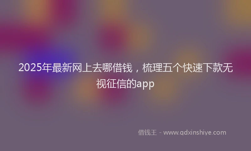 2025年最新网上去哪借钱，梳理五个快速下款无视征信的app