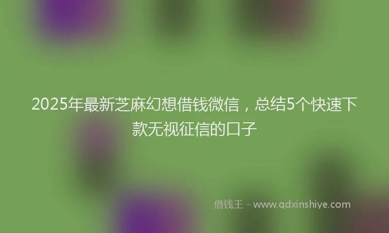 2025年最新芝麻幻想借钱微信，总结5个快速下款无视征信的口子