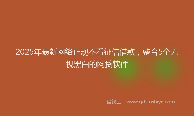 2025年最新网络正规不看征信借款，整合5个无视黑白的网贷软件