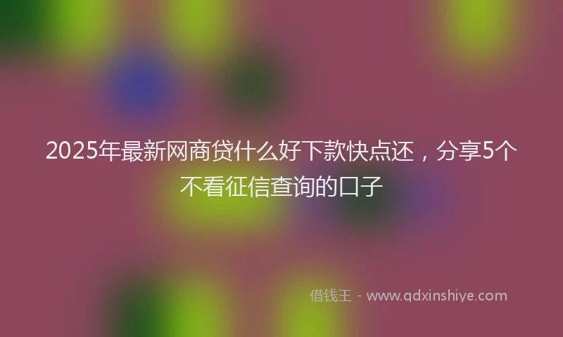 2025年最新网商贷什么好下款快点还，分享5个不看征信查询的口子