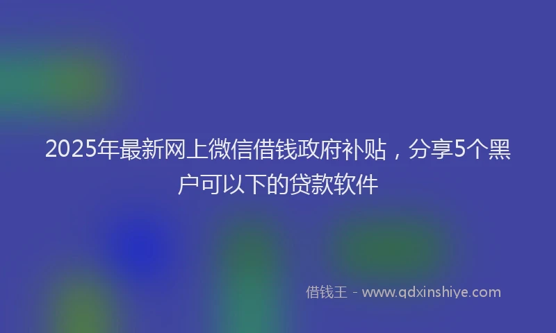 2025年最新网上微信借钱政府补贴，分享5个黑户可以下的贷款软件