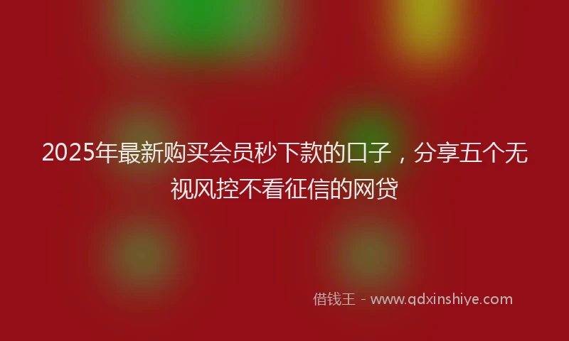 2025年最新购买会员秒下款的口子，分享五个无视风控不看征信的网贷