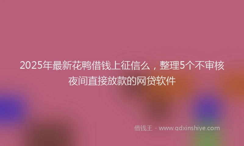 2025年最新花鸭借钱上征信么，整理5个不审核夜间直接放款的网贷软件
