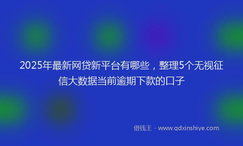 2025年最新网贷新平台有哪些，整理5个无视征信大数据当前逾期下款的口子