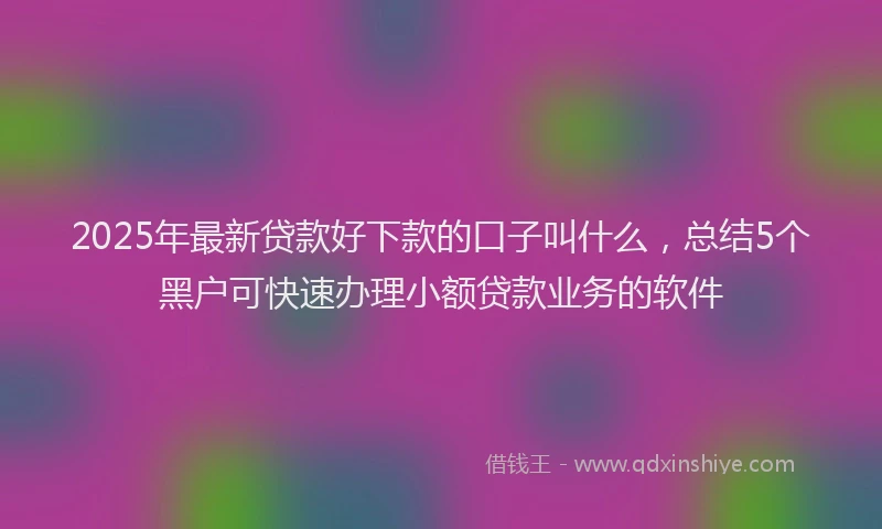 2025年最新贷款好下款的口子叫什么，总结5个黑户可快速办理小额贷款业务的软件