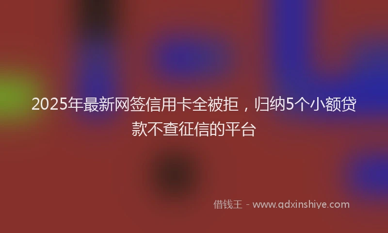 2025年最新网签信用卡全被拒，归纳5个小额贷款不查征信的平台