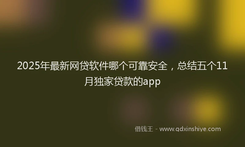 2025年最新网贷软件哪个可靠安全，总结五个11月独家贷款的app