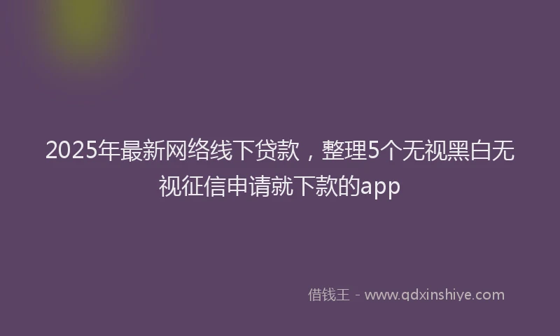 2025年最新网络线下贷款，整理5个无视黑白无视征信申请就下款的app