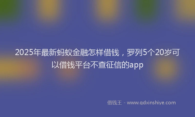 2025年最新蚂蚁金融怎样借钱，罗列5个20岁可以借钱平台不查征信的app