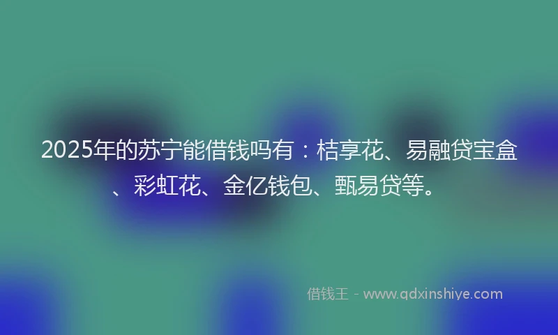 2025年的苏宁能借钱吗有：桔享花、易融贷宝盒、彩虹花、金亿钱包、甄易贷等。