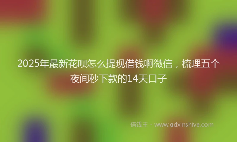 2025年最新花呗怎么提现借钱啊微信，梳理五个夜间秒下款的14天口子