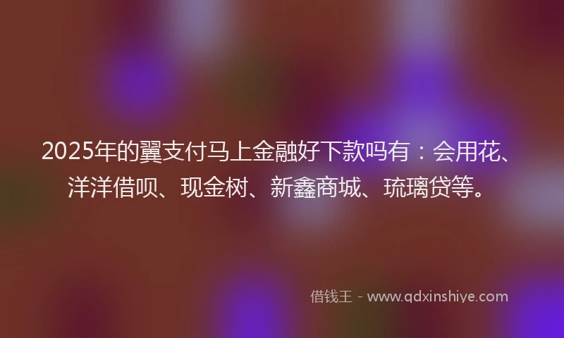 2025年的翼支付马上金融好下款吗有：会用花、洋洋借呗、现金树、新鑫商城、琉璃贷等。
