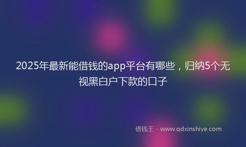 2025年最新能借钱的app平台有哪些，归纳5个无视黑白户下款的口子