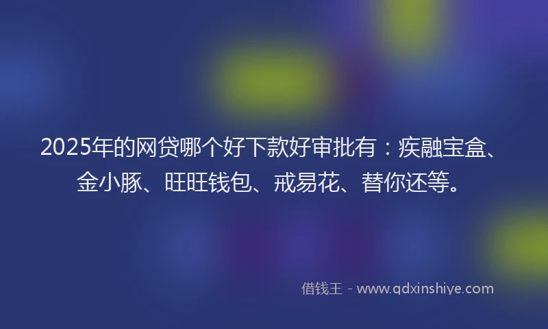 2025年的网贷哪个好下款好审批有：疾融宝盒、金小豚、旺旺钱包、戒易花、替你还等。