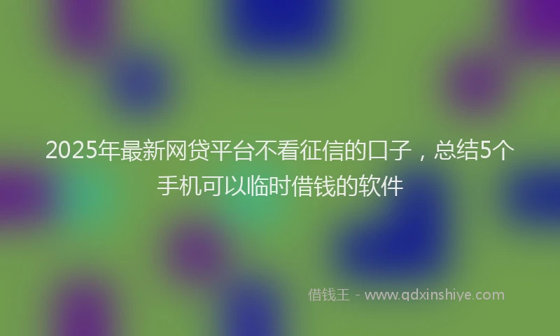 2025年最新网贷平台不看征信的口子，总结5个手机可以临时借钱的软件