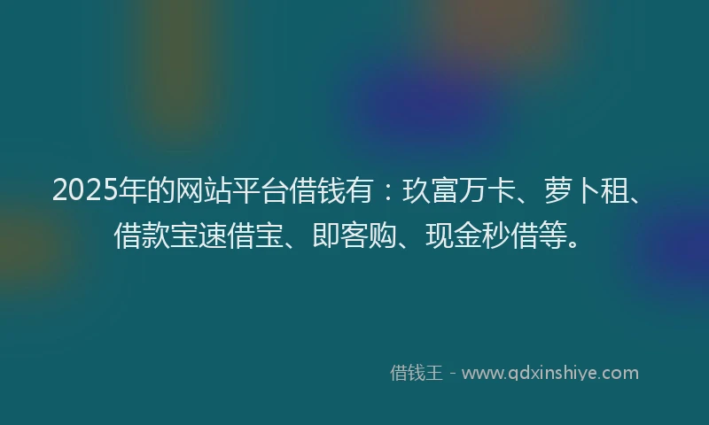 2025年的网站平台借钱有：玖富万卡、萝卜租、借款宝速借宝、即客购、现金秒借等。