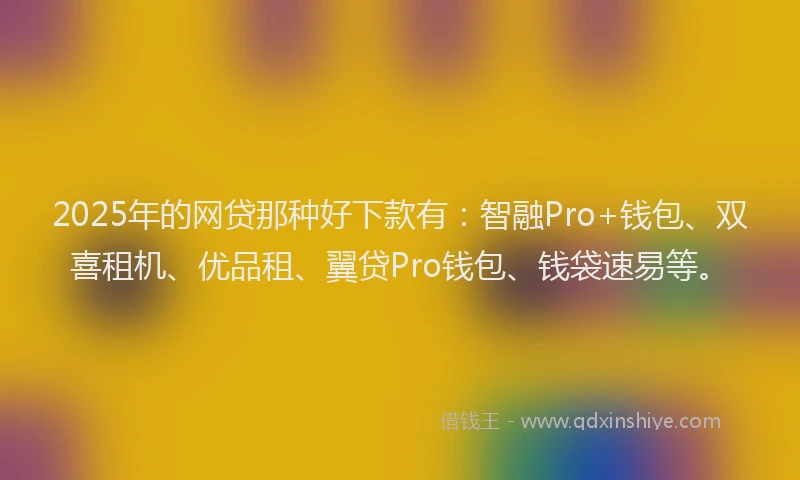 2025年的网贷那种好下款有：智融Pro+钱包、双喜租机、优品租、翼贷Pro钱包、钱袋速易等。