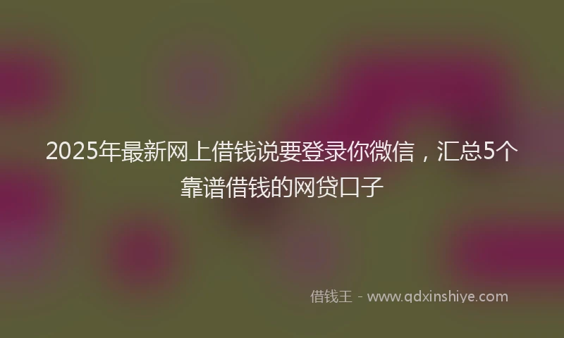 2025年最新网上借钱说要登录你微信，汇总5个靠谱借钱的网贷口子