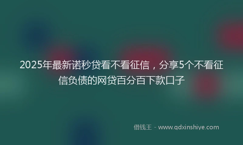 2025年最新诺秒贷看不看征信，分享5个不看征信负债的网贷百分百下款口子