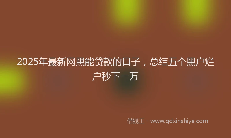 2025年最新网黑能贷款的口子，总结五个黑户烂户秒下一万