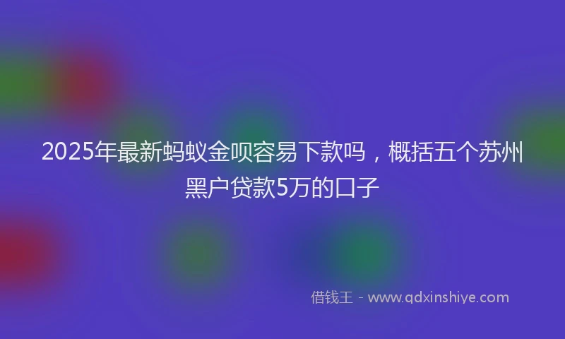 2025年最新蚂蚁金呗容易下款吗，概括五个苏州黑户贷款5万的口子