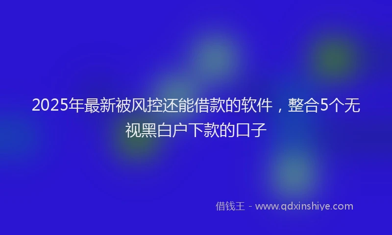 2025年最新被风控还能借款的软件，整合5个无视黑白户下款的口子