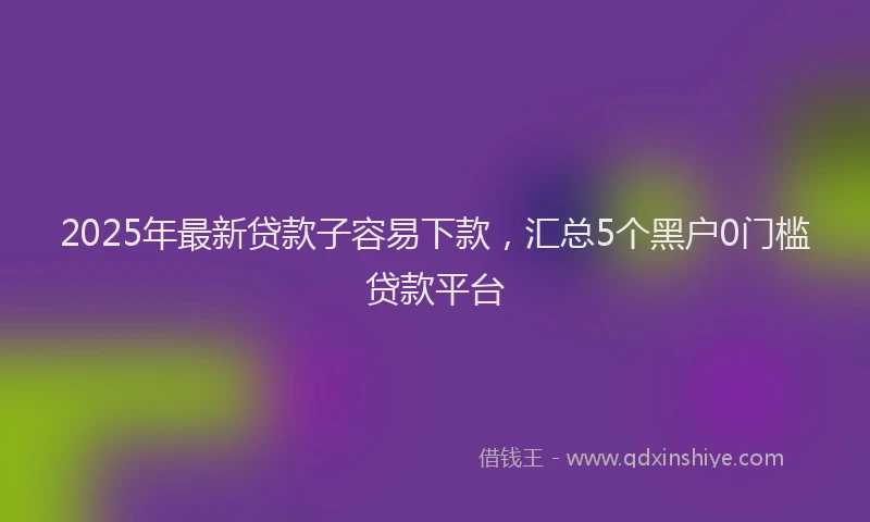 2025年最新贷款子容易下款，汇总5个黑户0门槛贷款平台