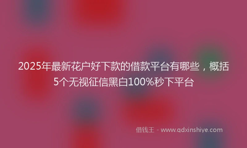 2025年最新花户好下款的借款平台有哪些，概括5个无视征信黑白100%秒下平台